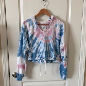 Hollister Blue and Pink Tie-Dye Hoodie